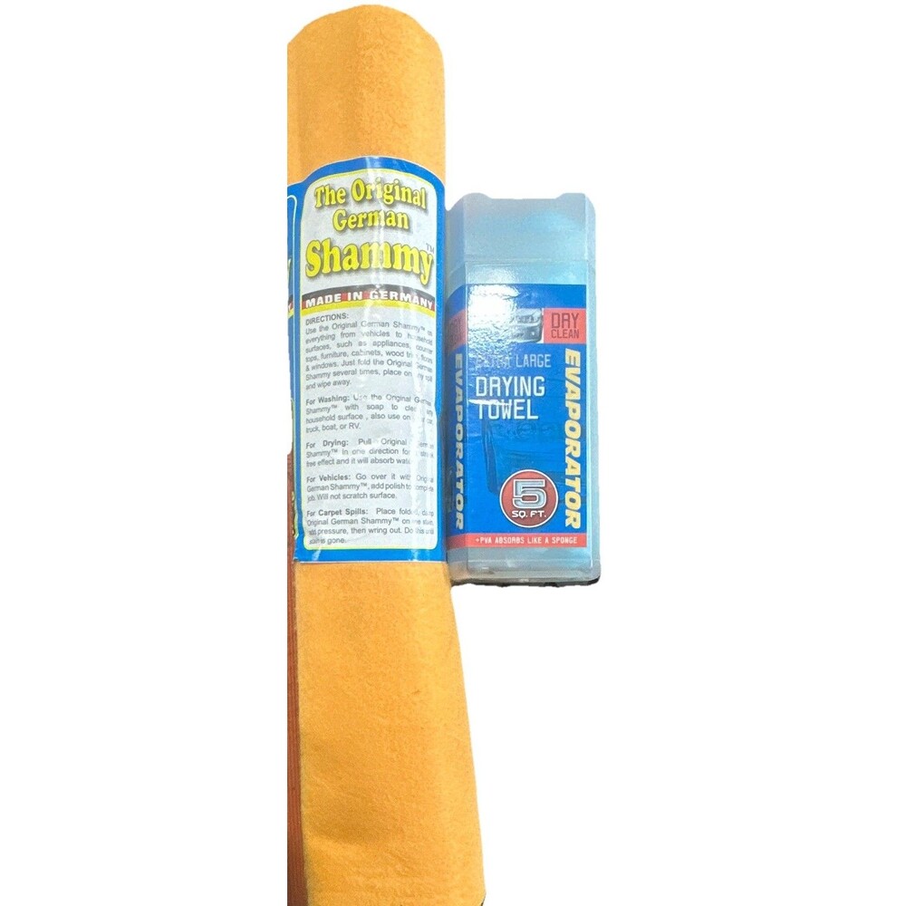 Original German Shammy 3 Pack + Evaporator PVA Drying Towel Car Wash Bundle